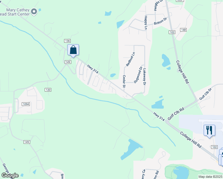 map of restaurants, bars, coffee shops, grocery stores, and more near 304 Cotton Creek Cove in Oxford