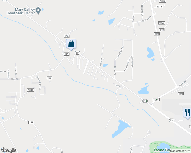 map of restaurants, bars, coffee shops, grocery stores, and more near 117 Creekwood Drive in Oxford