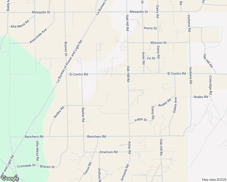 map of restaurants, bars, coffee shops, grocery stores, and more near 10383 El Centro Road in Oak Hills