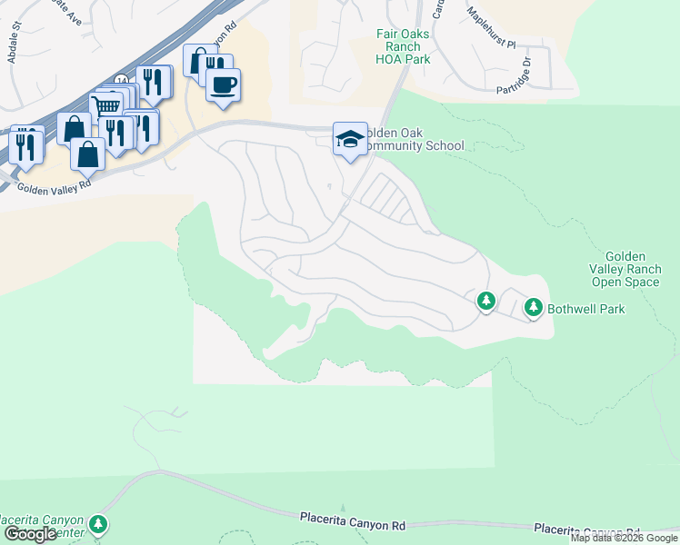map of restaurants, bars, coffee shops, grocery stores, and more near 18787 Juniper Springs Dr in Santa Clarita