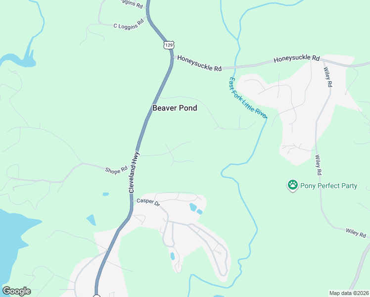 map of restaurants, bars, coffee shops, grocery stores, and more near 3662 Cleveland Highway in Gainesville