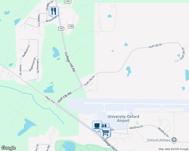 map of restaurants, bars, coffee shops, grocery stores, and more near 127-145 Road 1056 in Oxford
