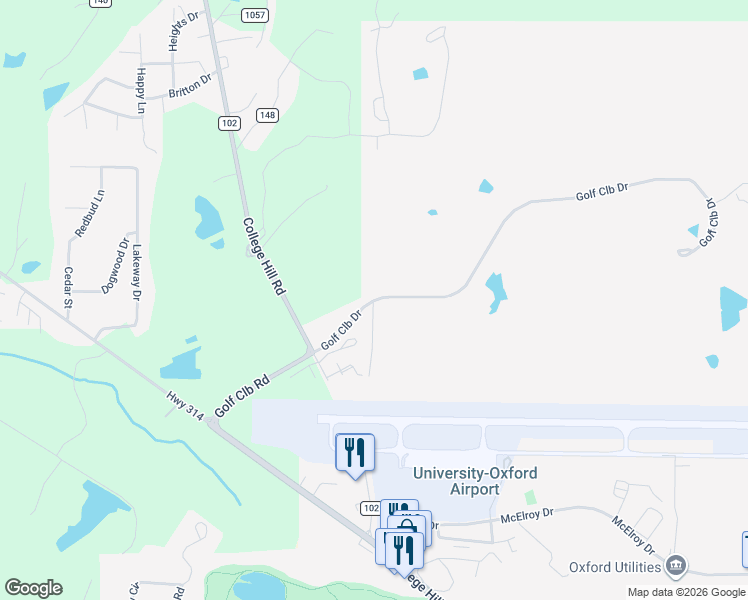 map of restaurants, bars, coffee shops, grocery stores, and more near 127 Road 1056 in Oxford