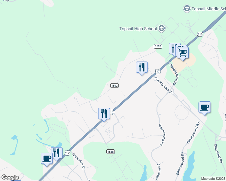 map of restaurants, bars, coffee shops, grocery stores, and more near 889-937 Saint Johns Church Road in Hampstead