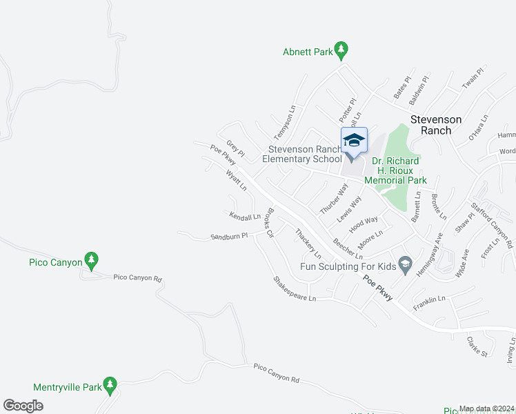 map of restaurants, bars, coffee shops, grocery stores, and more near 26717 Wyatt Lane in Stevenson Ranch