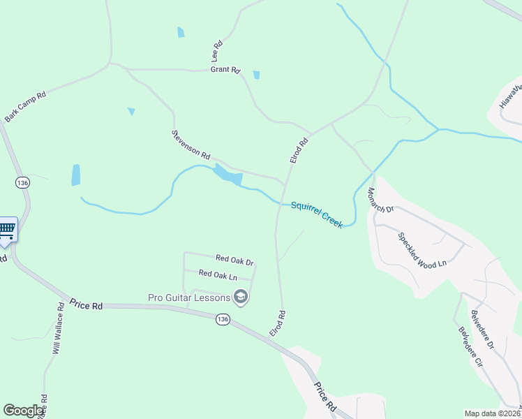 map of restaurants, bars, coffee shops, grocery stores, and more near 5324 Elrod Road in Gainesville