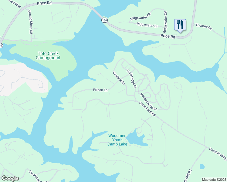 map of restaurants, bars, coffee shops, grocery stores, and more near 6223 Falcon Lane in Gainesville