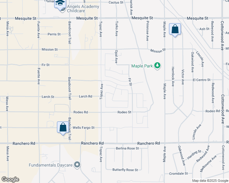map of restaurants, bars, coffee shops, grocery stores, and more near Loyola Street in Hesperia