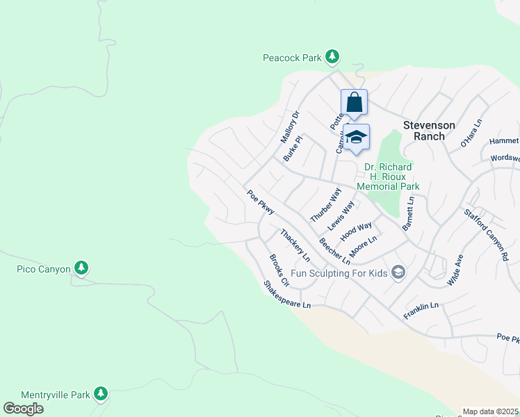 map of restaurants, bars, coffee shops, grocery stores, and more near 26750 Brooks Circle in Stevenson Ranch