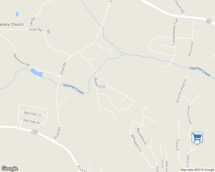 map of restaurants, bars, coffee shops, grocery stores, and more near 5322 Monarch Drive in Gainesville