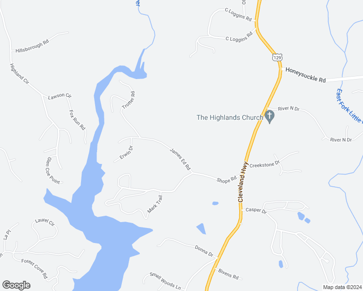 map of restaurants, bars, coffee shops, grocery stores, and more near 3726 James Ed Road in Gainesville