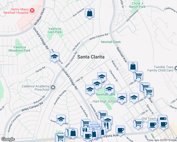 map of restaurants, bars, coffee shops, grocery stores, and more near in Los Angeles County
