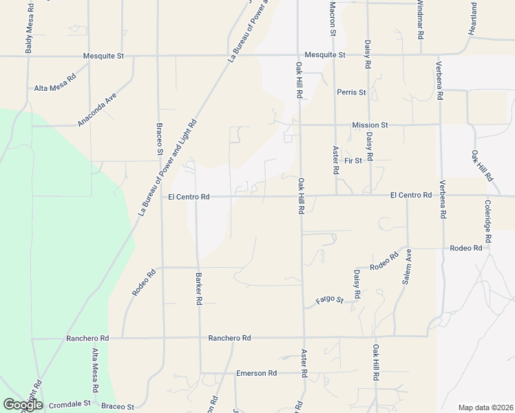map of restaurants, bars, coffee shops, grocery stores, and more near 10383 El Centro Road in Oak Hills