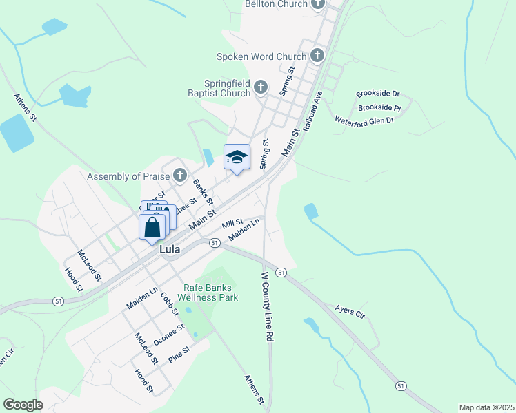 map of restaurants, bars, coffee shops, grocery stores, and more near 6205 Helen Street in Lula