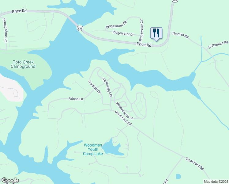 map of restaurants, bars, coffee shops, grocery stores, and more near 6414 Pinewood Trail in Gainesville