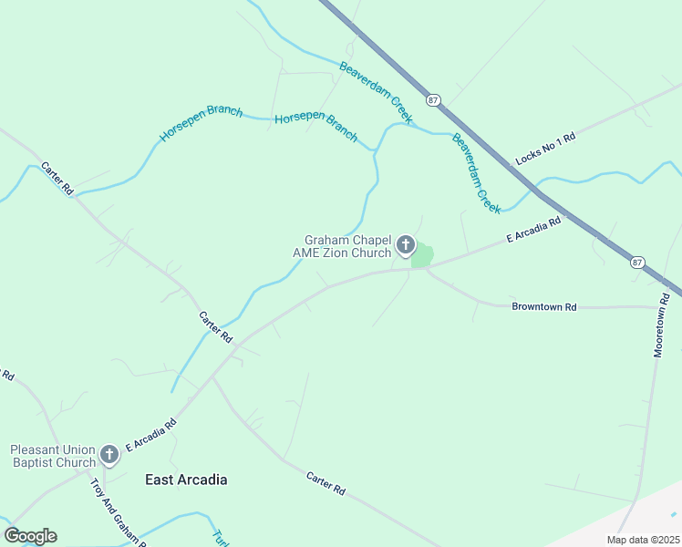 map of restaurants, bars, coffee shops, grocery stores, and more near 630 East Arcadia Road in Riegelwood
