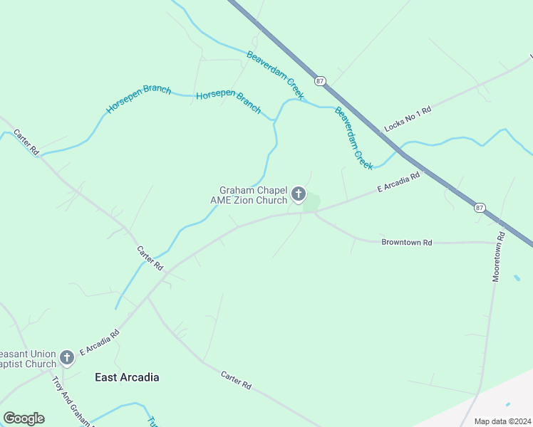 map of restaurants, bars, coffee shops, grocery stores, and more near 540 East Arcadia Road in Riegelwood