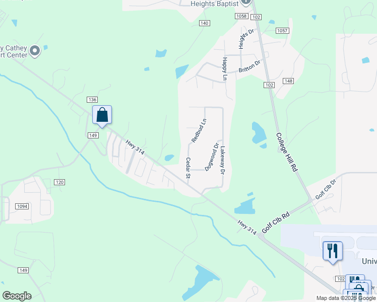 map of restaurants, bars, coffee shops, grocery stores, and more near 200 Redbud Lane in Oxford
