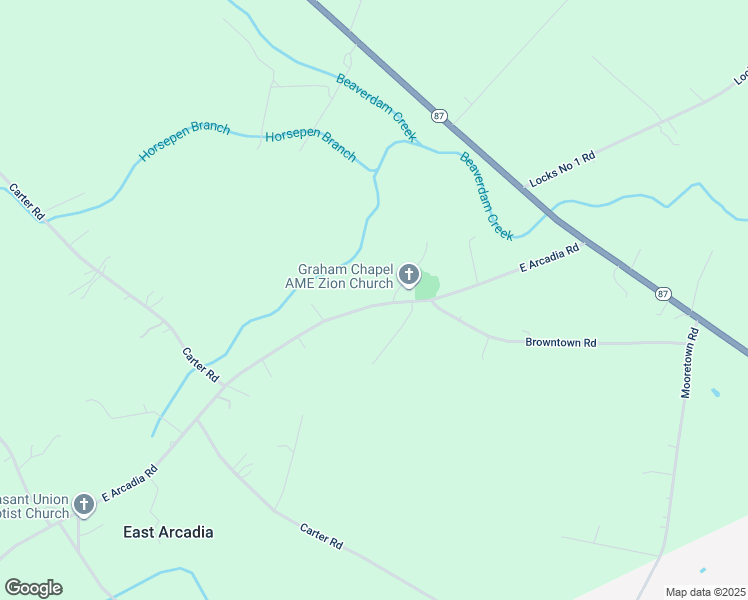 map of restaurants, bars, coffee shops, grocery stores, and more near 540 East Arcadia Road in Riegelwood