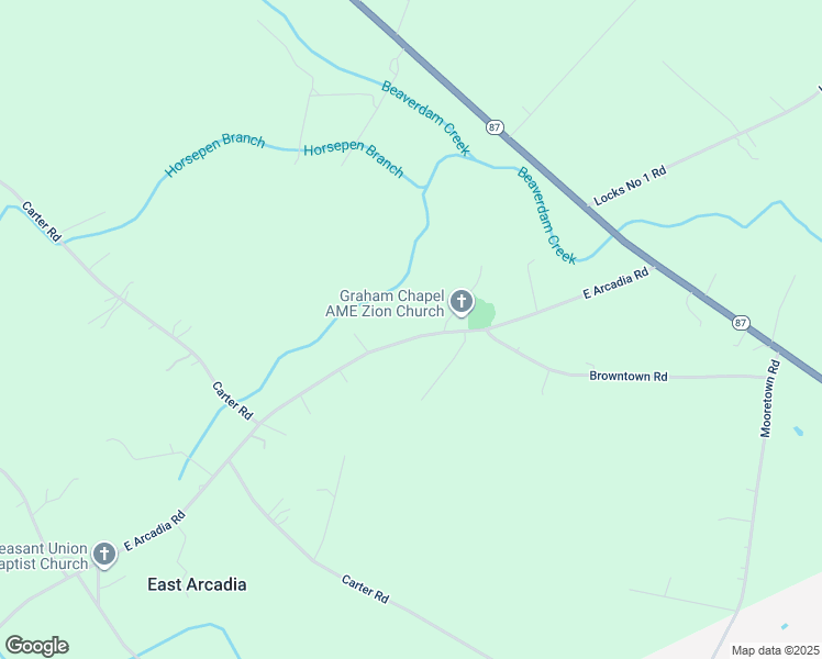 map of restaurants, bars, coffee shops, grocery stores, and more near 540 East Arcadia Road in Riegelwood