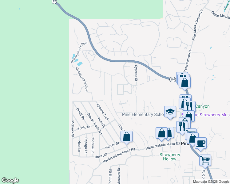 map of restaurants, bars, coffee shops, grocery stores, and more near 4070 Cherri Lynn Drive in Pine