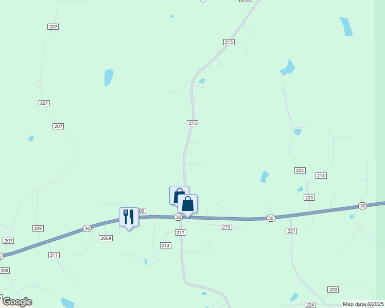 map of restaurants, bars, coffee shops, grocery stores, and more near 30 County Road 215 in Oxford