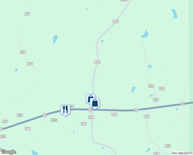 map of restaurants, bars, coffee shops, grocery stores, and more near 30 County Road 215 in Oxford