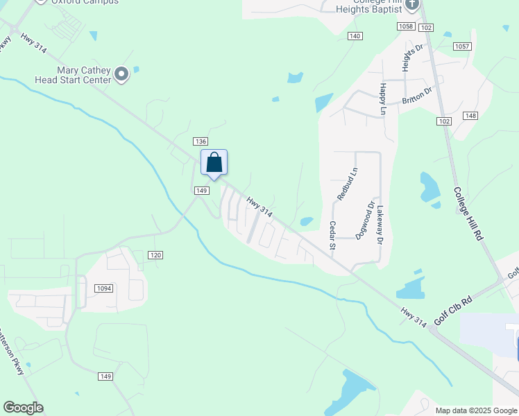 map of restaurants, bars, coffee shops, grocery stores, and more near 102 Greystone Boulevard in Oxford