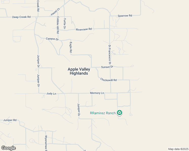 map of restaurants, bars, coffee shops, grocery stores, and more near 20424 Chickawill Road in Apple Valley