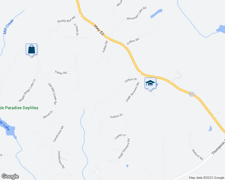 map of restaurants, bars, coffee shops, grocery stores, and more near 238 Clifton Drive in Dawsonville