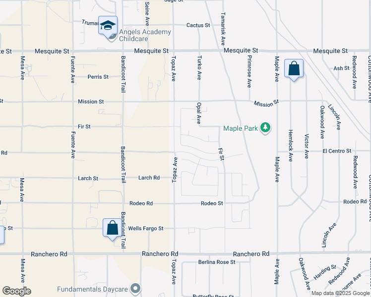 map of restaurants, bars, coffee shops, grocery stores, and more near 7884 Baylor Ave in Hesperia