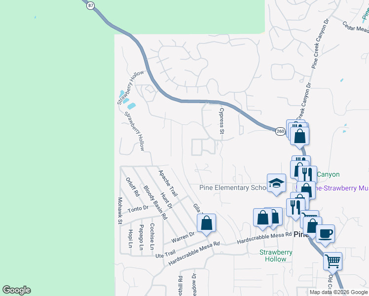 map of restaurants, bars, coffee shops, grocery stores, and more near 4070 Cherri Lynn Drive in Pine