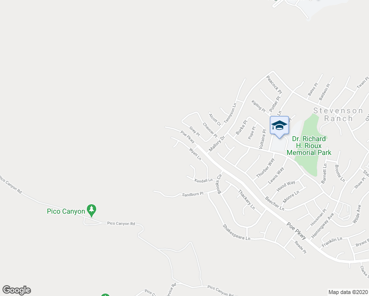 map of restaurants, bars, coffee shops, grocery stores, and more near 26816 Wyatt Lane in Stevenson Ranch