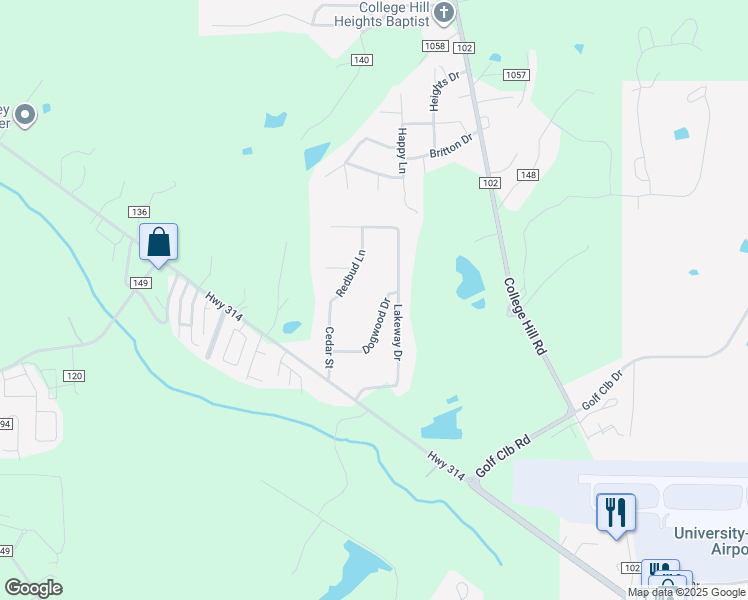 map of restaurants, bars, coffee shops, grocery stores, and more near 200-208 Redbud Lane in Oxford