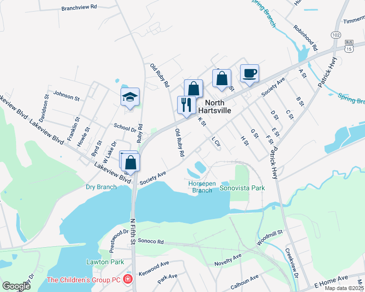 map of restaurants, bars, coffee shops, grocery stores, and more near 1011 Old Ruby Road in Hartsville