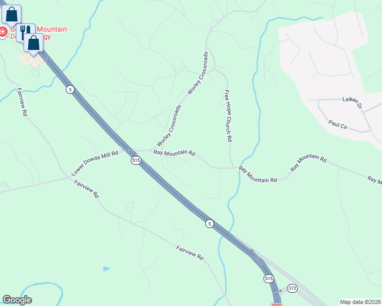 map of restaurants, bars, coffee shops, grocery stores, and more near 148 Ray Mountain Road in Jasper
