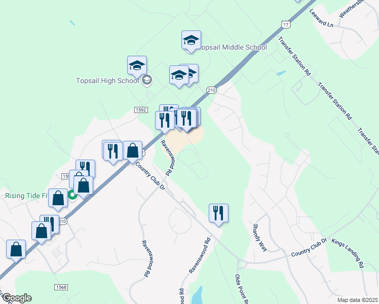 map of restaurants, bars, coffee shops, grocery stores, and more near 111 Widgeon Circle in Hampstead