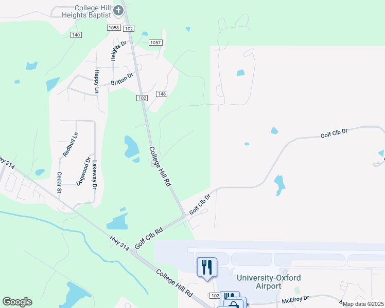 map of restaurants, bars, coffee shops, grocery stores, and more near 80 County Road 102 in Oxford