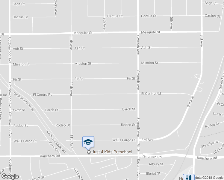 map of restaurants, bars, coffee shops, grocery stores, and more near 15566 El Centro Street in Hesperia