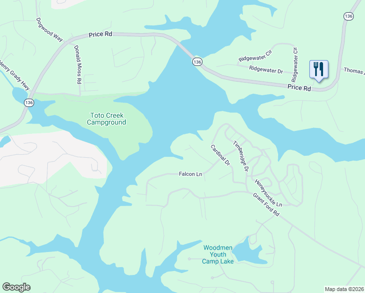 map of restaurants, bars, coffee shops, grocery stores, and more near 6208 Wren Court in Gainesville