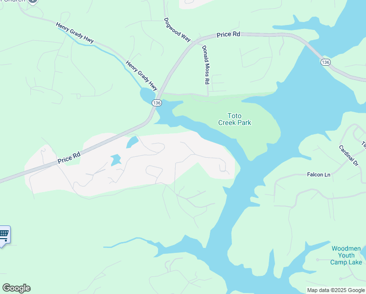 map of restaurants, bars, coffee shops, grocery stores, and more near 71 Toto Creek Drive West in Dawsonville
