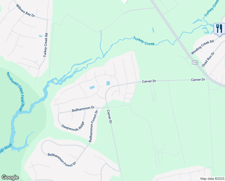 map of restaurants, bars, coffee shops, grocery stores, and more near 104 Britlee Court in Rocky Point
