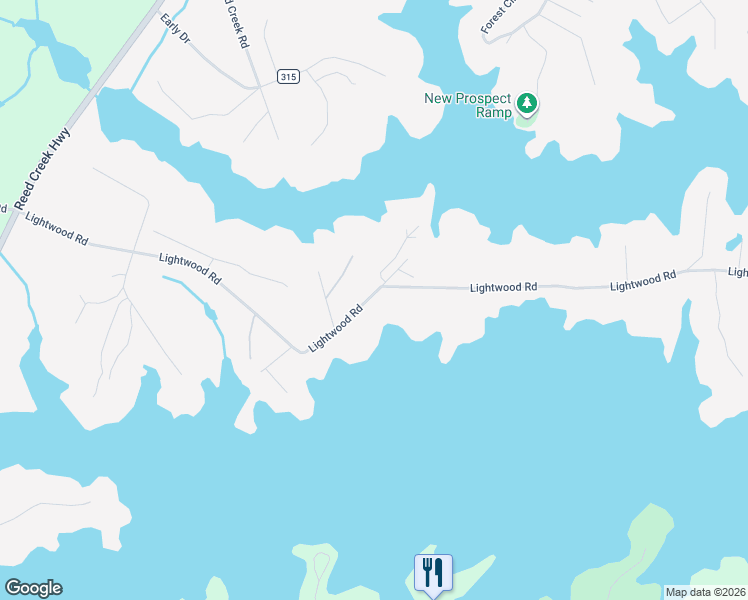 map of restaurants, bars, coffee shops, grocery stores, and more near 1036 Lightwood Road in Hartwell