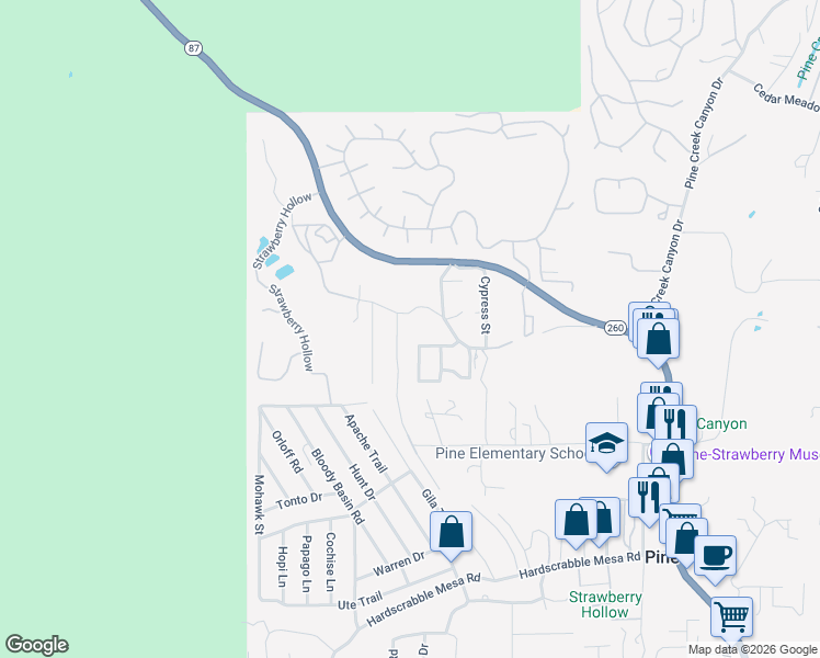map of restaurants, bars, coffee shops, grocery stores, and more near 6508 Pine Cone Trail in Pine