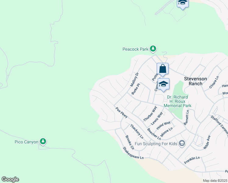map of restaurants, bars, coffee shops, grocery stores, and more near 26838 Chaucer Place in Stevenson Ranch