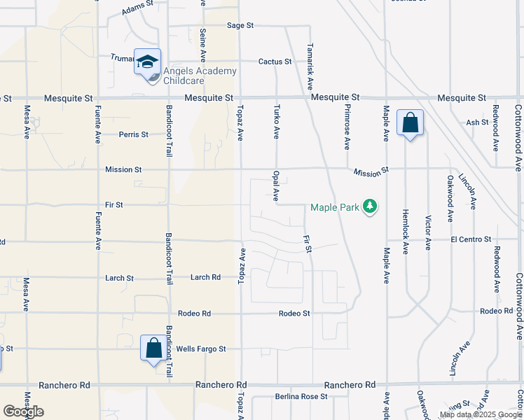 map of restaurants, bars, coffee shops, grocery stores, and more near Howard Court in Hesperia