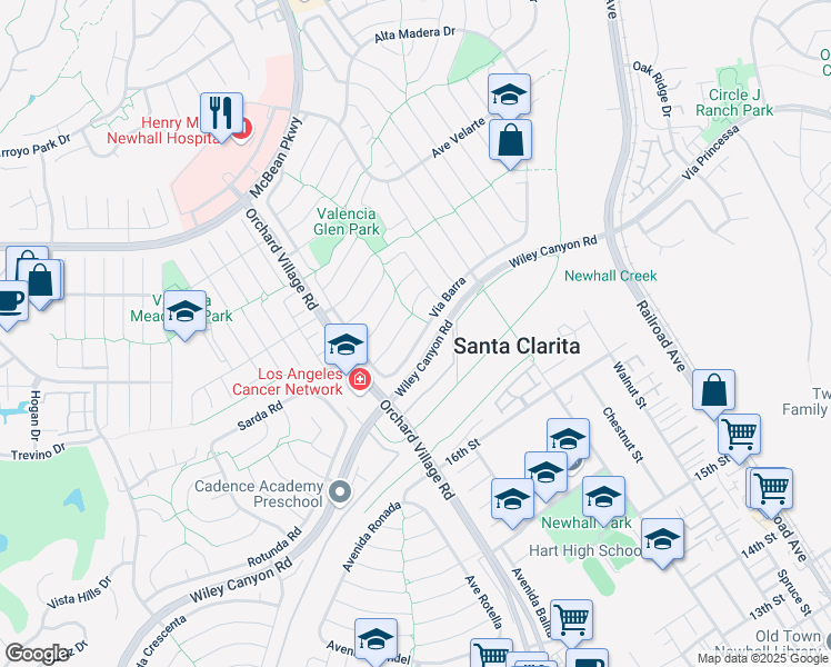 map of restaurants, bars, coffee shops, grocery stores, and more near 23521 Vía Barra in Santa Clarita
