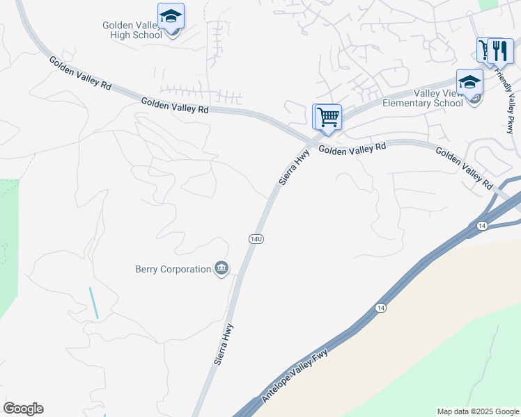 map of restaurants, bars, coffee shops, grocery stores, and more near 26 Sierra Highway in Palmdale