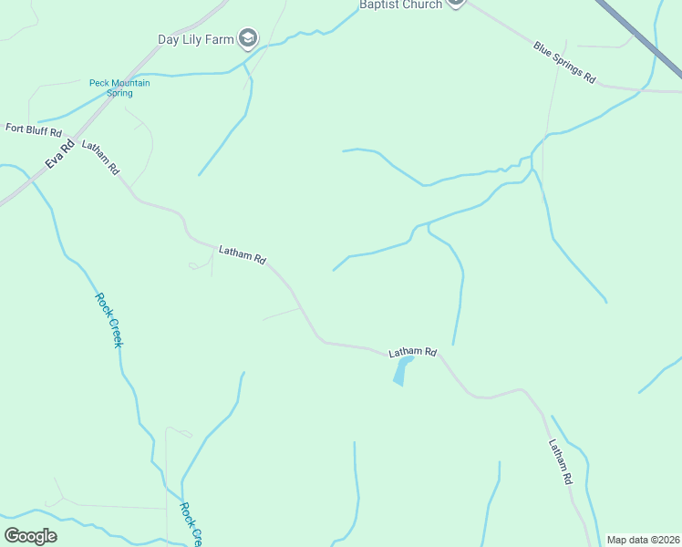 map of restaurants, bars, coffee shops, grocery stores, and more near Latham Road in Eva