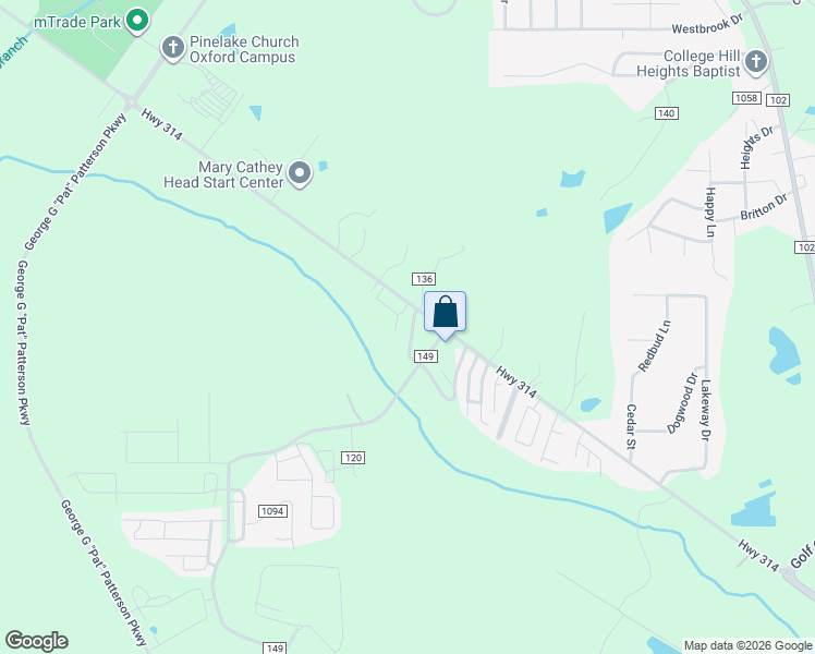 map of restaurants, bars, coffee shops, grocery stores, and more near 107 Cypress Circle in Oxford